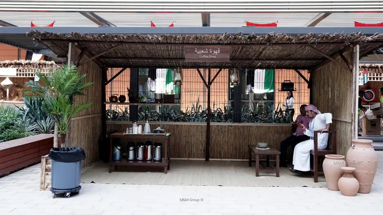 Traditional coffee shop hospitality setup for flydubai UAE National Day celebration at flydubai HQ in Dubai